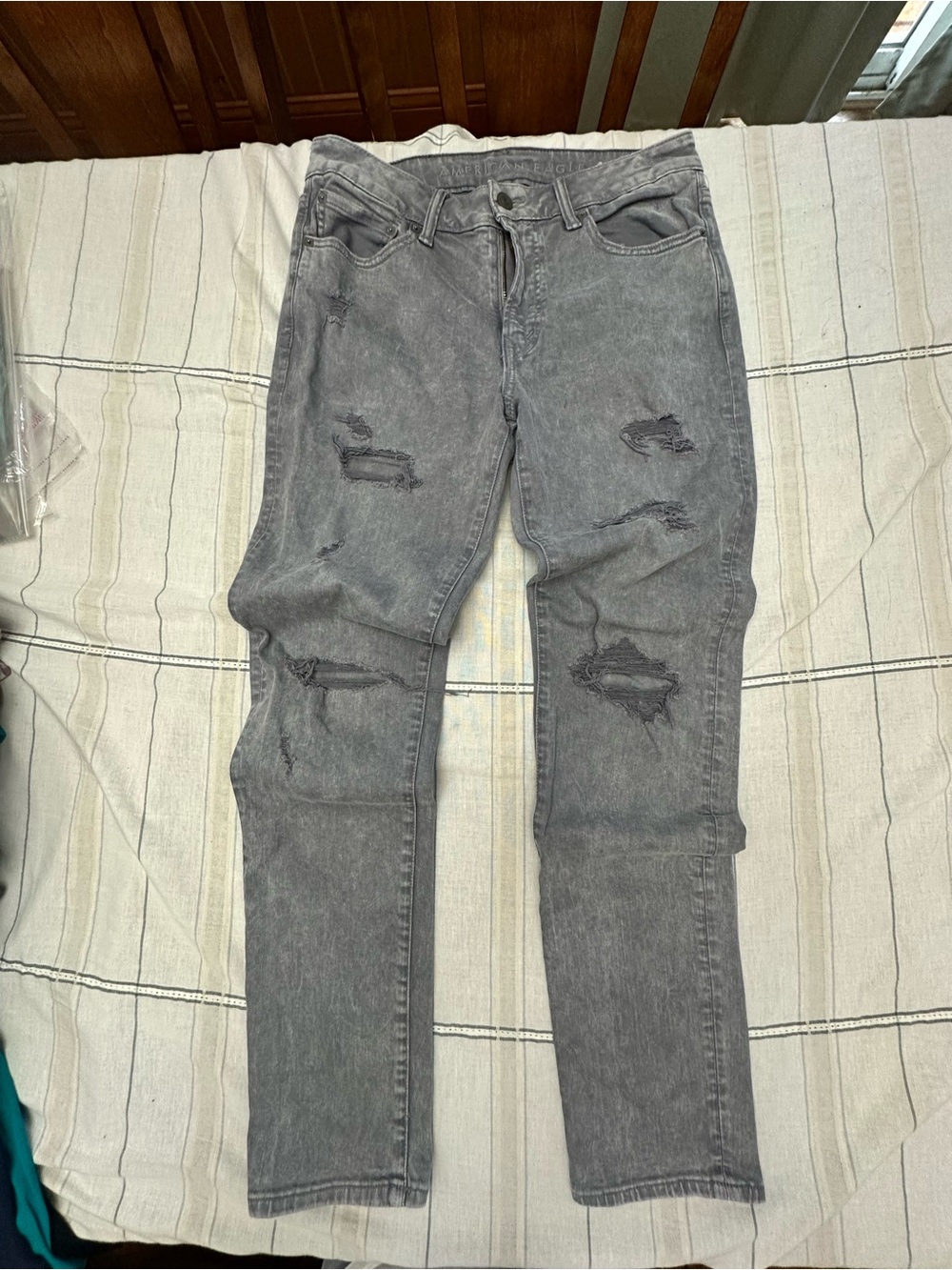 American Eagle Outfitters Slim Straight Distressed Gray Jeans